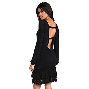 Nightcap Clothing Revolve Black Lace Open Back Long Sleeve Sweater Dress Size 2